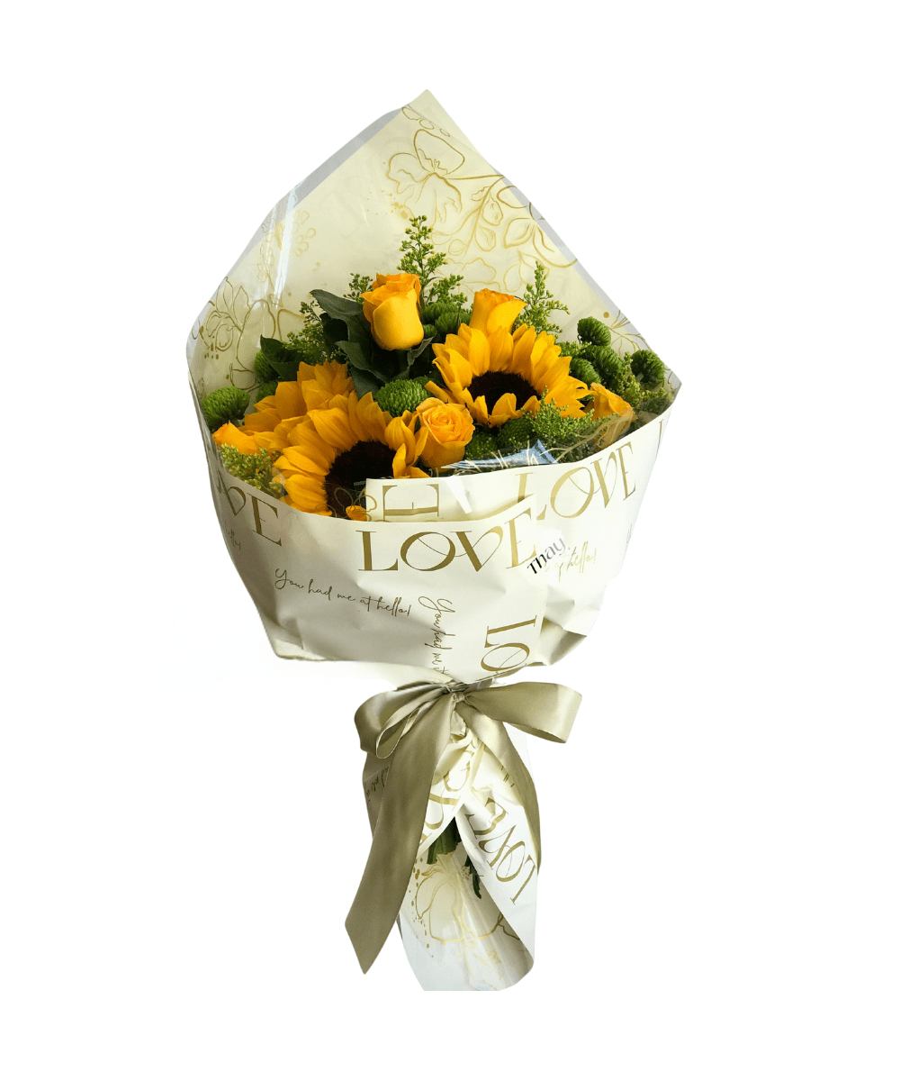 Buque de Rosas Amarelas com Girassóis