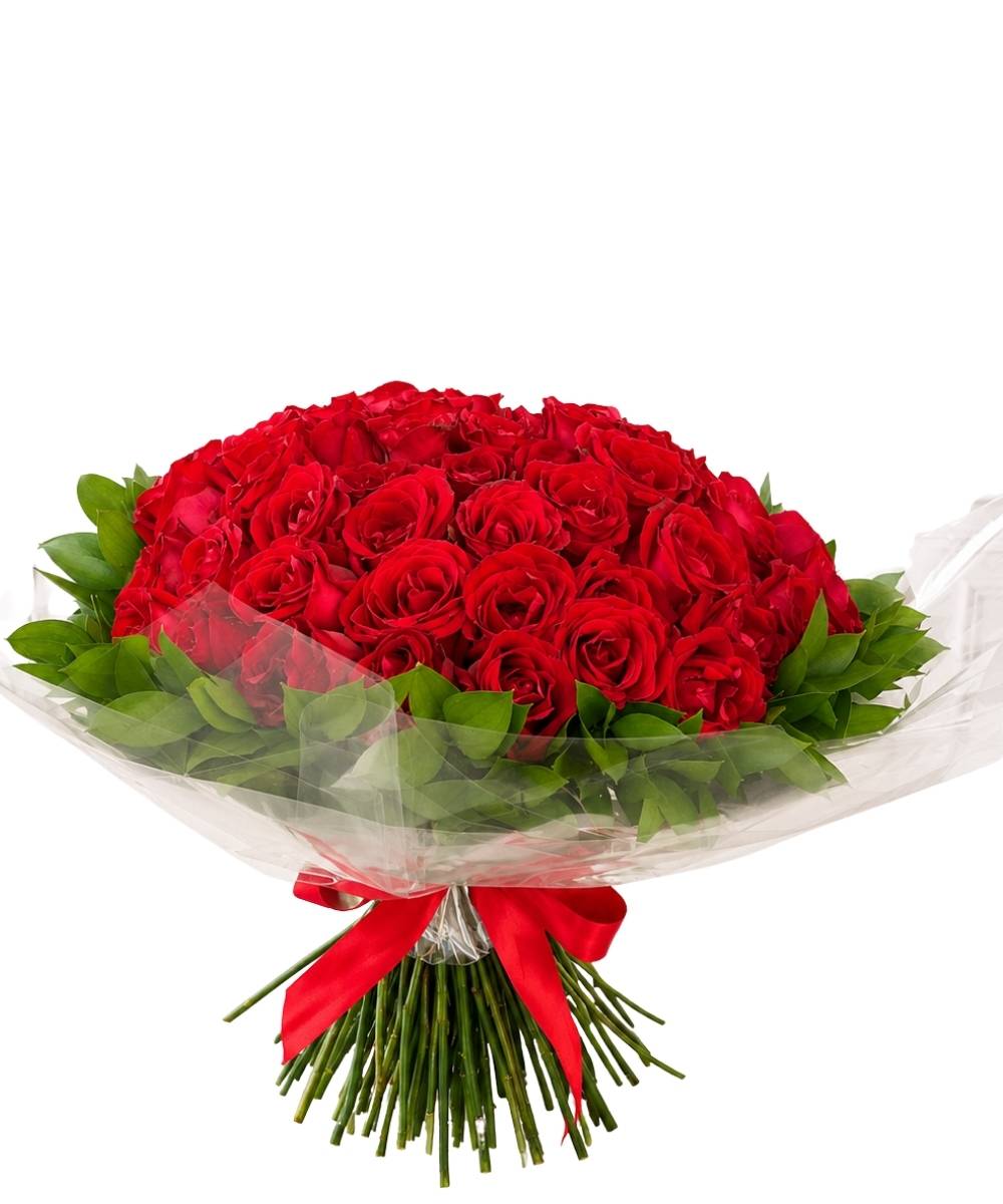 Buquê com 50 rosas importadas para presente romântico em Araruama