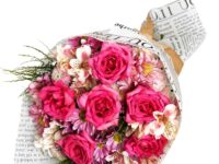 Buquê de rosas cor de rosa importadas com flores complementares em Araruama