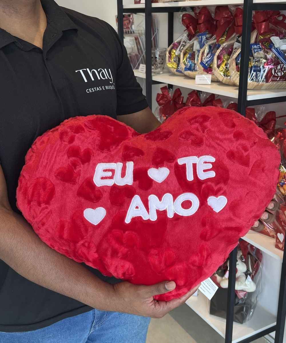 Coração de pelúcia vermelho eu te amo para presente em Araruama