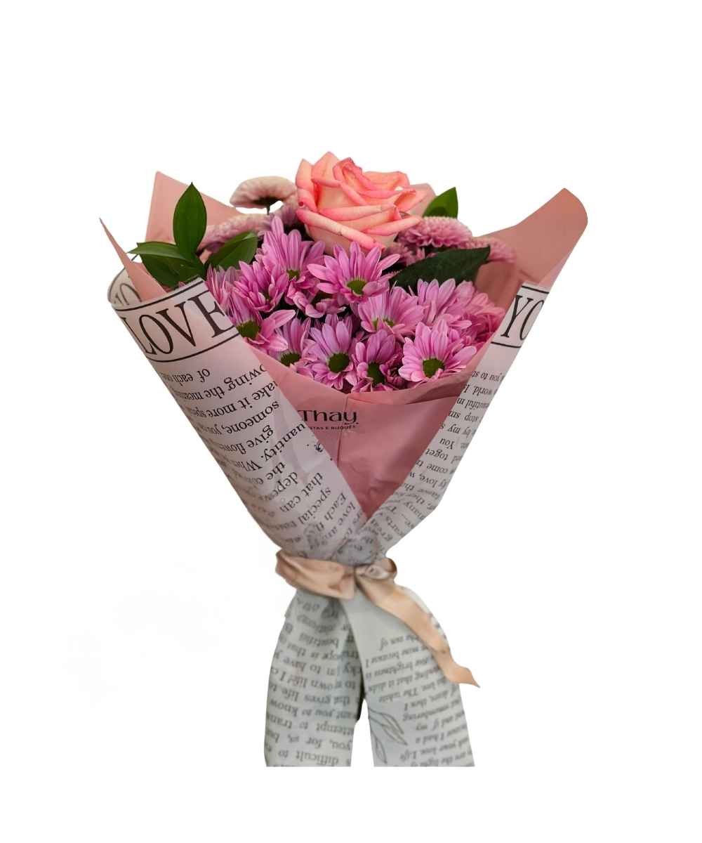 Mini buquê de rosa cor de rosa para presente em Araruama