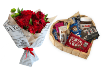 Mini Buquê de Rosas + Coração de chocolate