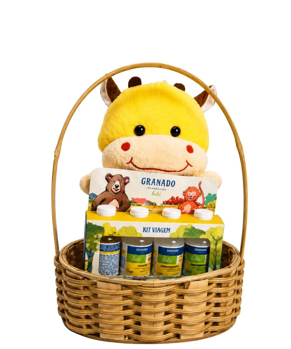 Cesta Baby com Kit Granado Bebê e ursinho de pelúcia em Araruama