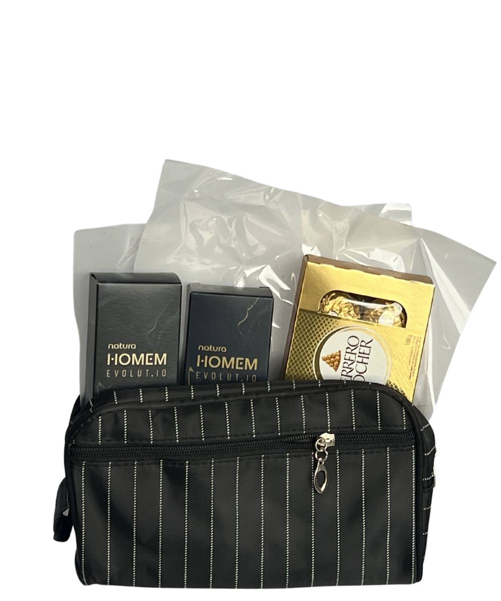 Dia dos Namorados em Araruama | Cestas, Flores e Presentes 49 Necessaire masculina com Natura Homem Evolution e Ferrero Rocher em Araruama