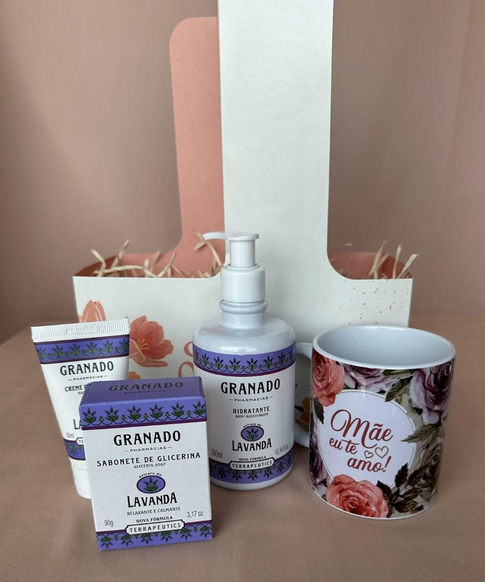 Presente com kit lavanda granado e caneca para mãe em Araruama