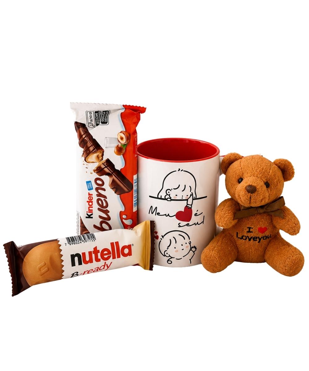 Dia dos Namorados em Araruama | Cestas, Flores e Presentes 57 Caneca Love personalizada com chocolates e ursinho de pelúcia em Araruama