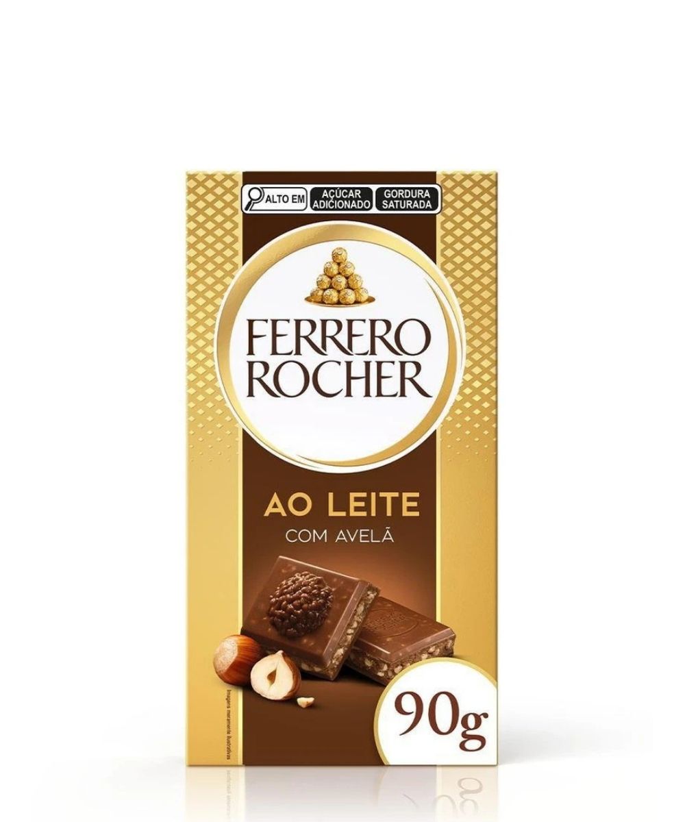 Barra de Chocolate Ferrero Rocher 90g com avelã para presente em Araruama