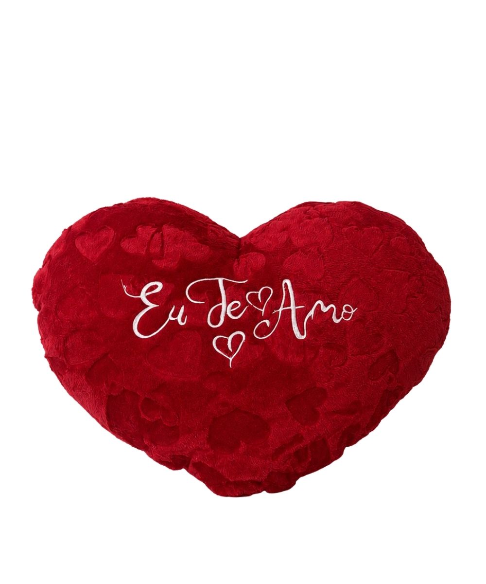 Dia dos Namorados em Araruama | Cestas, Flores e Presentes 83 Coração de pelúcia vermelho 41cm com frase Eu Te Amo para presente romântico em Araruama