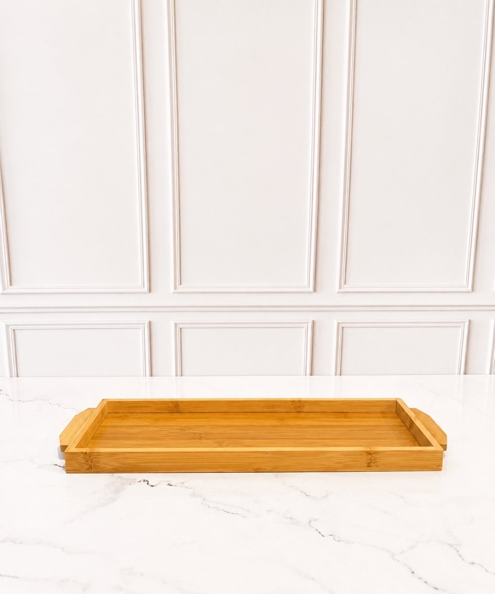 Bandeja de bambu retangular 42,5 x 14,5 cm para café da manhã e decoração