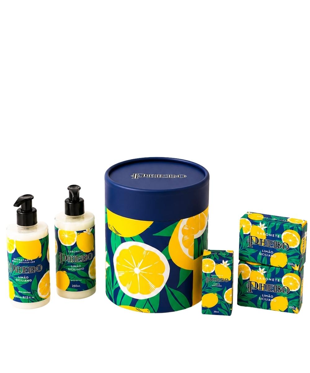 Kit Origens Limão Siciliano com hidratante, sabonetes e colônia para presente
