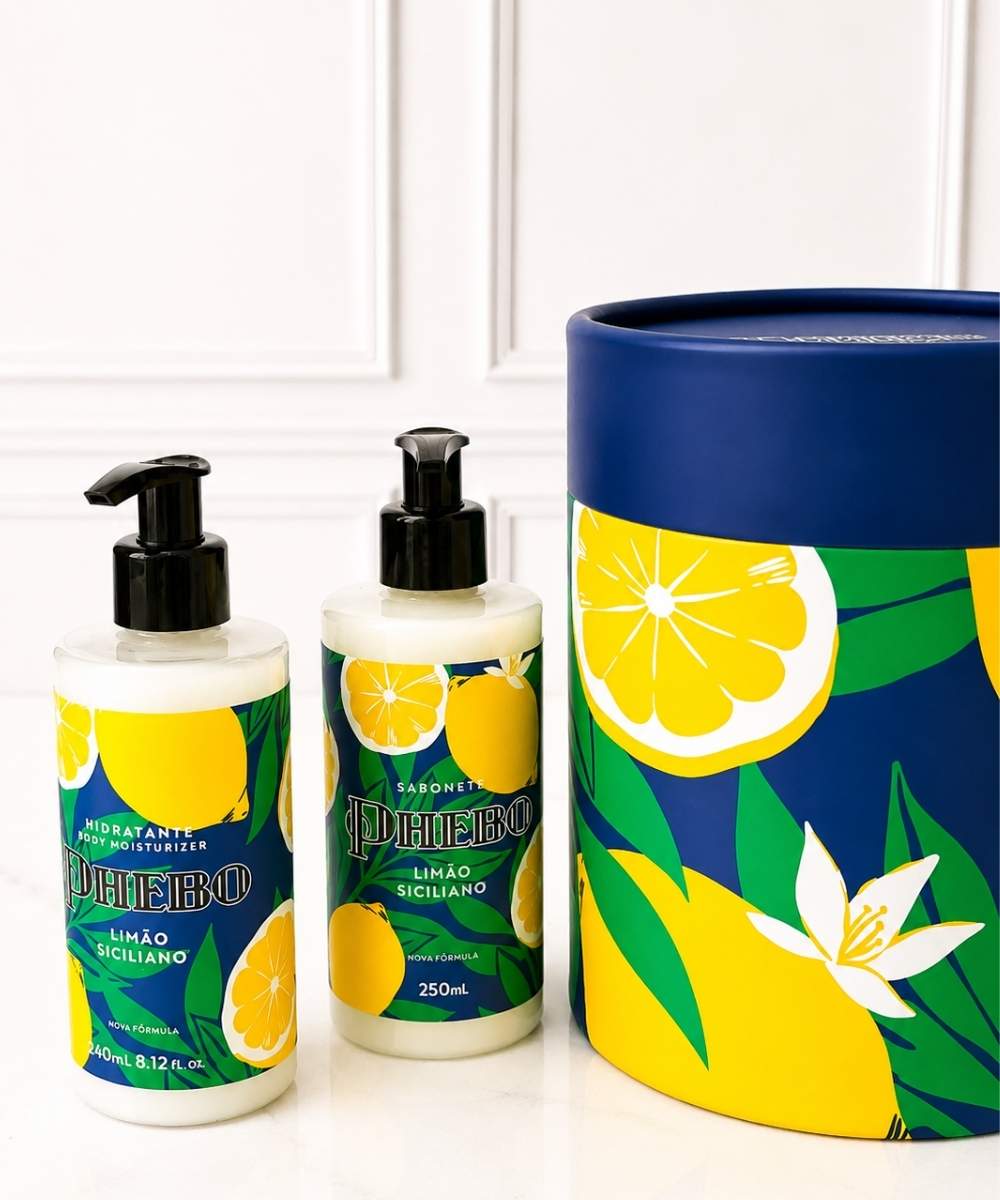 Kit Origens Limão Siciliano com hidratante, sabonetes e colônia para presente