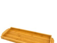 Bandeja de bambu retangular 42,5 x 14,5 cm para café da manhã e decoração