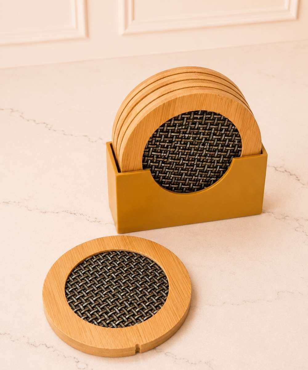 Kit descanso de copos quadrado em MDF com suporte para mesa posta