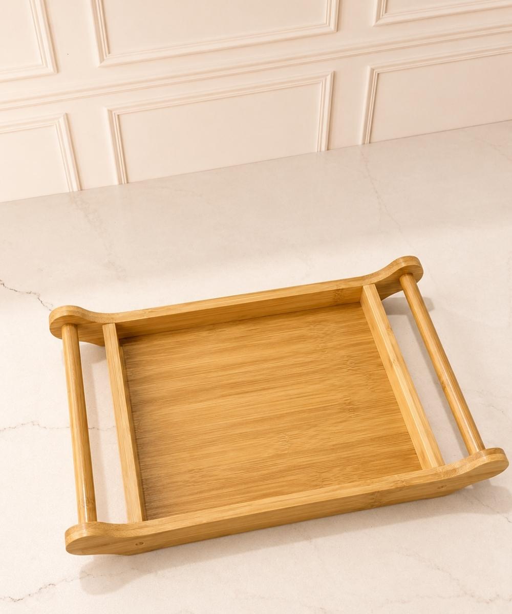Bandeja de bambu natural 35x20 cm para café da manhã e decoração em Araruama