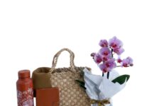 Cesta Florescer com orquídea, garrafa inox e agenda para presente em Araruama