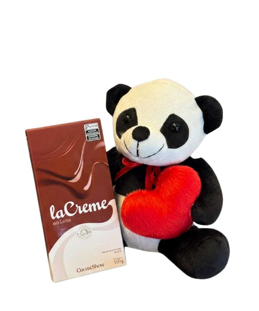 Buquês e Cestas em Araruama | Entrega Rápida - Thay Cestas e Buquês 161 Urso Panda de pelúcia com chocolate LaCreme Cacau Show para presente em Araruama