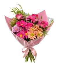 Buquê de Rosas Cor de Rosa com Gérberas em Araruama