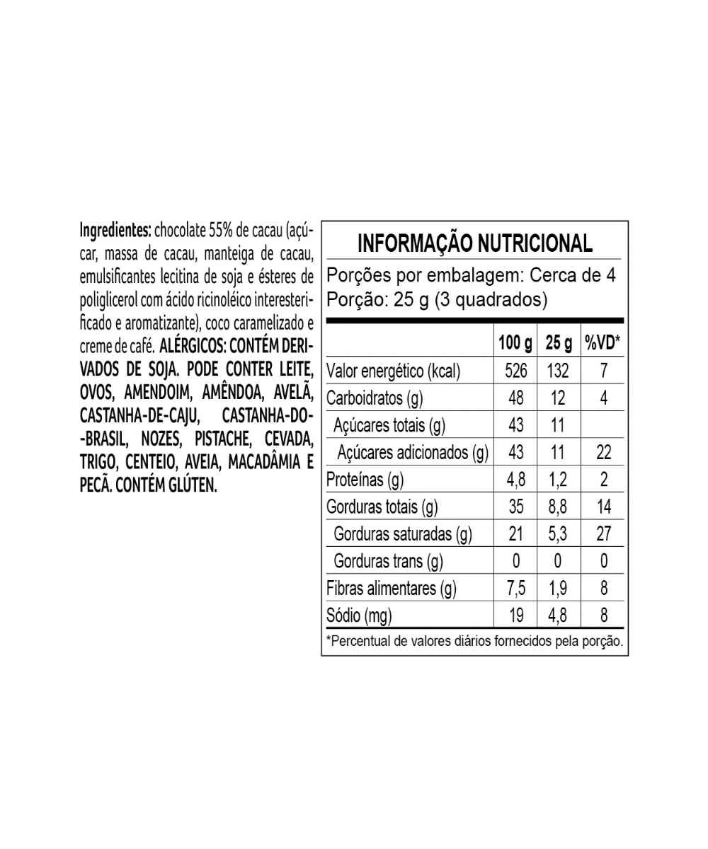 Tablete Bendito Cacao 55% com Coco e Café 100g 2 Tablete Bendito Cacao 55% com Coco e Café Cacau Show 100g