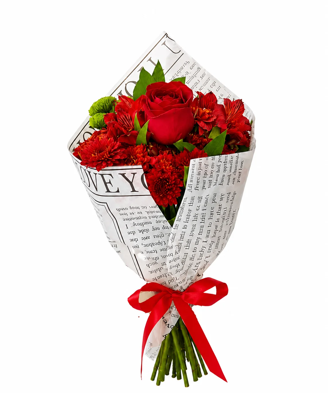 Mini Buquê com Rosa Vermelha Importada 1 Mini buquê de rosa vermelha importada com flores do campo para presente em Araruama