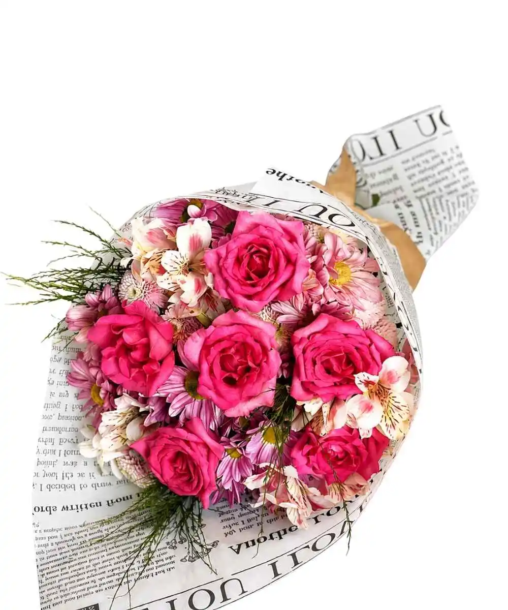 Buquês e Cestas em Araruama | Entrega Rápida - Thay Cestas e Buquês 3 Buquê de rosas cor de rosa importadas com flores complementares em Araruama
