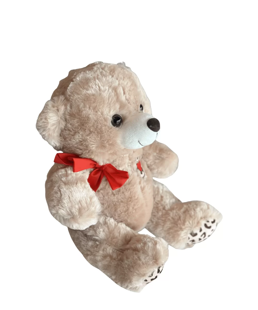 URSO COM LACO VERMLHO CREME 30CM 3
