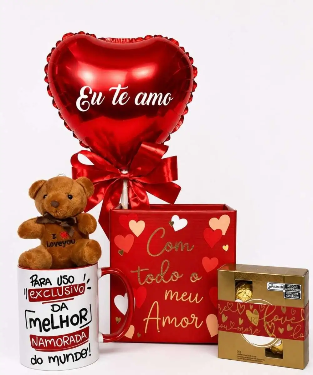 Buquês e Cestas em Araruama | Entrega Rápida - Thay Cestas e Buquês 12 Presente romântico para namorada com caneca personalizada e Ferrero Rocher em Araruama