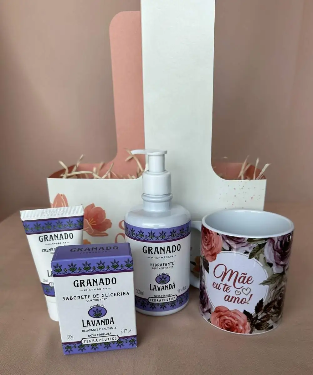 Presente com kit lavanda granado e caneca para mãe em Araruama