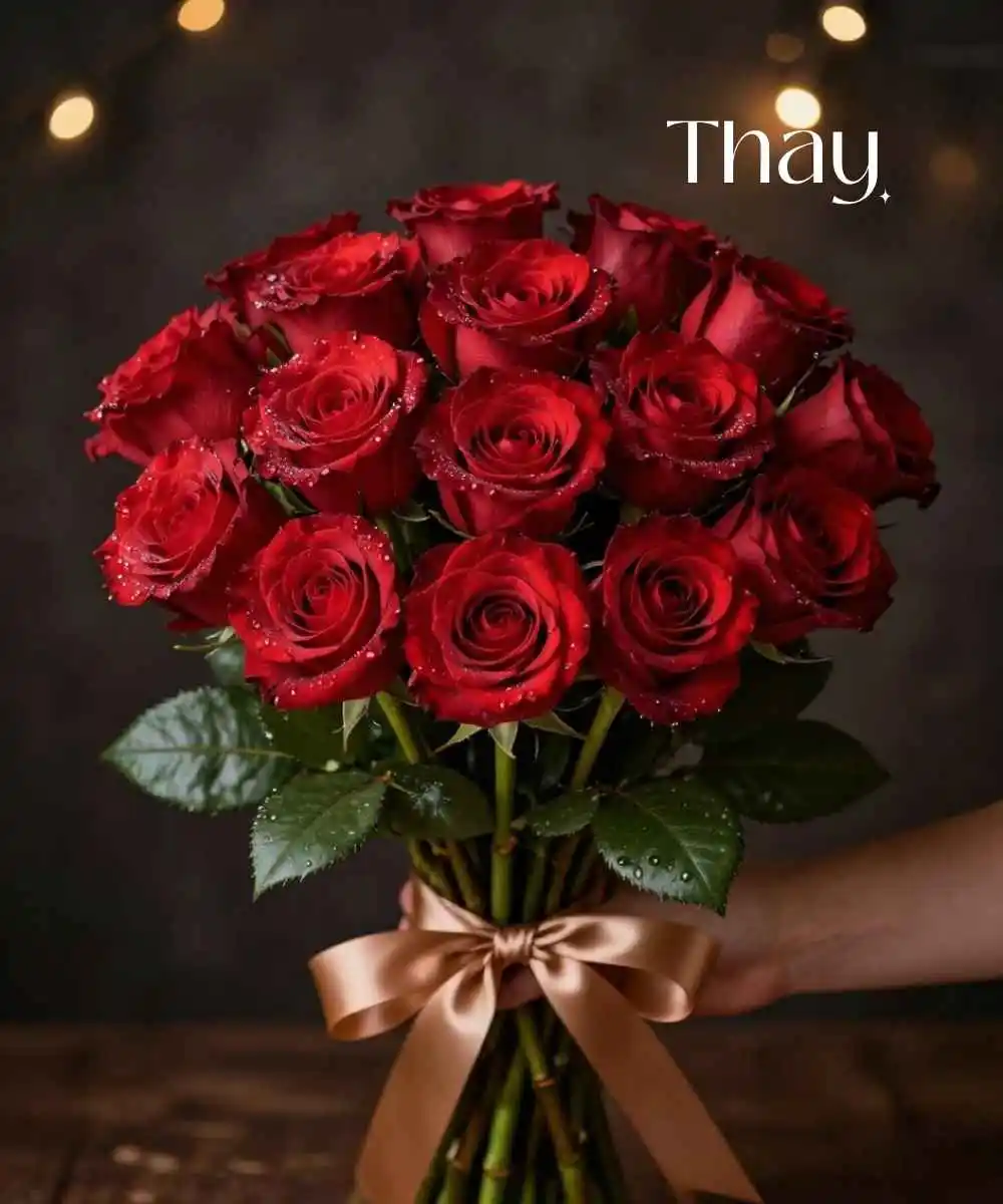 Buquê de rosas vermelhas representando o significado da quantidade de rosas para presentear.