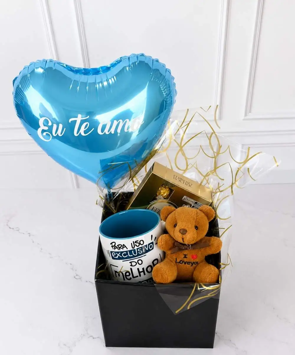 Presentes para o Dia dos Pais em Araruama | Cestas, Chocolates e Presentes Especiais 16 Cesta Melhor Namorado com caneca personalizada, pelúcia e Ferrero Rocher em Araruama