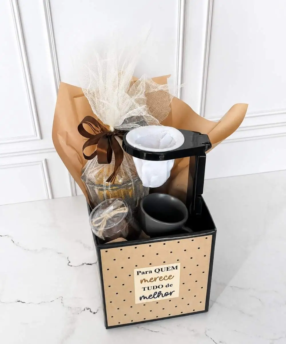 Presentes para o Dia dos Pais em Araruama | Cestas, Chocolates e Presentes Especiais 20 Cesta Cuidado com café, xícara e biscoitos para presente em Araruama